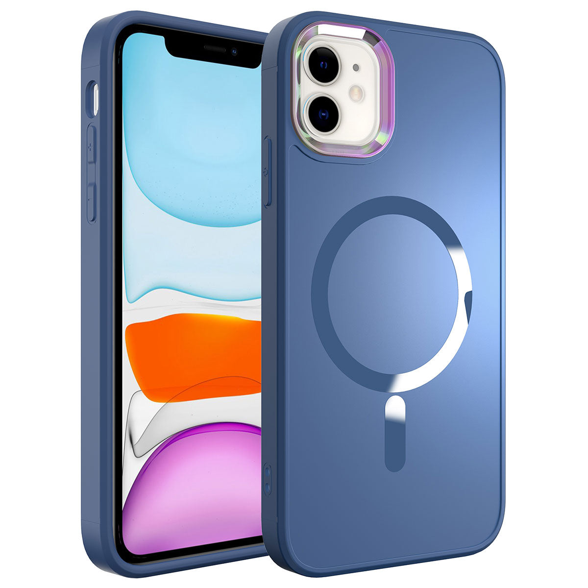 Apple iPhone 11 Kılıf M-safe Wireless Şarj Özellikli Zore Stil Kapak Sierra Mavi