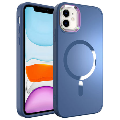 Apple iPhone 11 Kılıf M-safe Wireless Şarj Özellikli Zore Stil Kapak Sierra Mavi