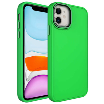 Apple iPhone 11 Kılıf Metal Çerçeve ve Buton Tasarımlı Silikon Zore Luna Kapak