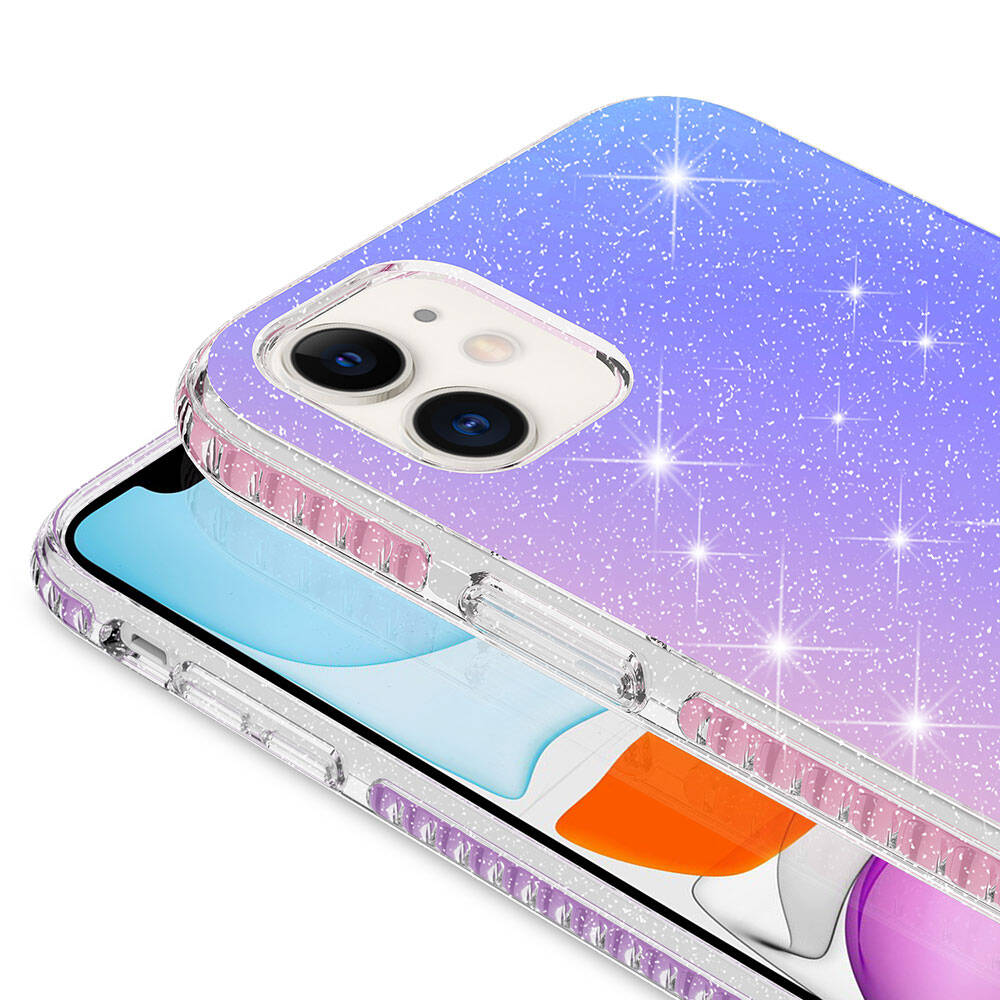 Apple iPhone 11 Kılıf Parlak Renk Geçişli Zore Velle Kapak Pembe