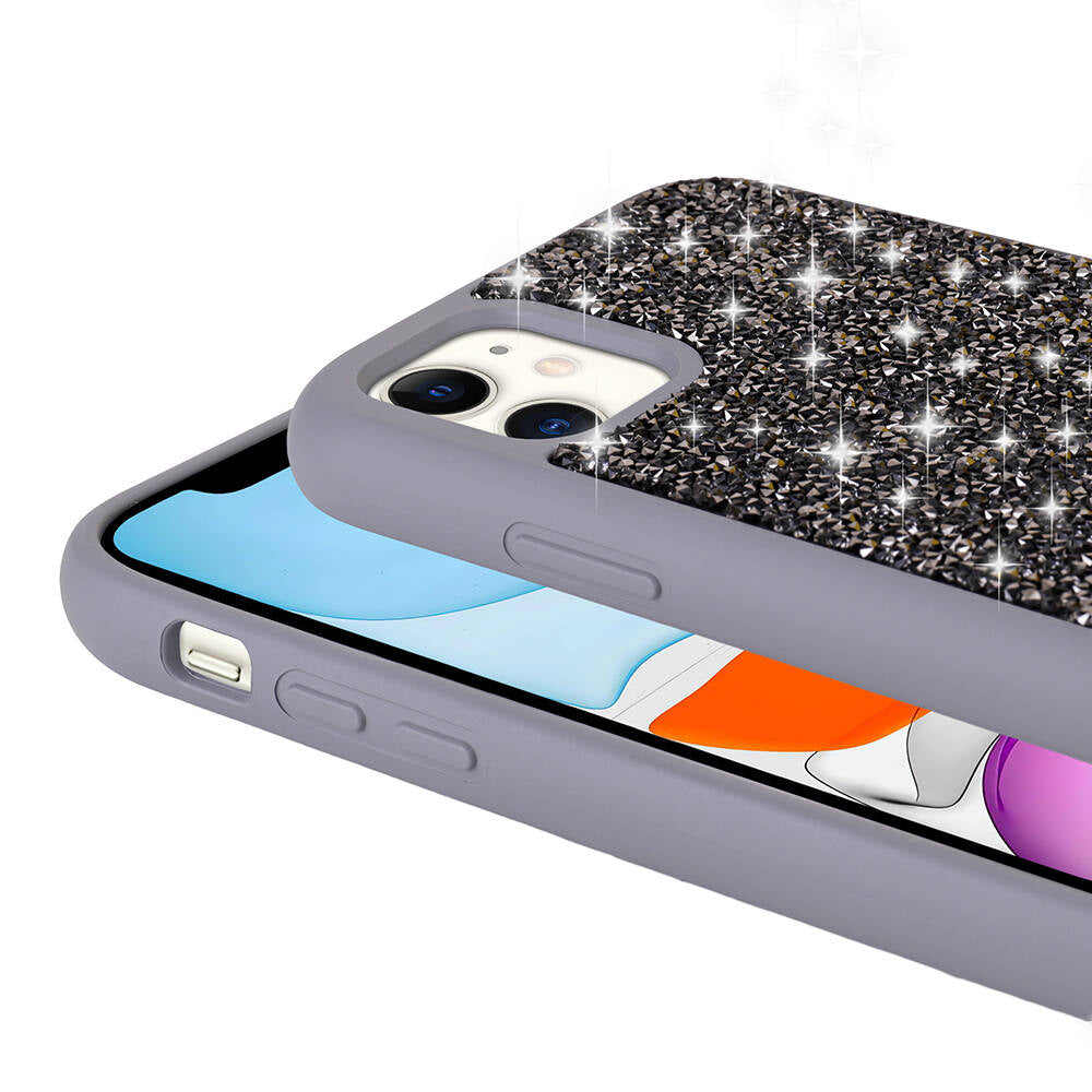 Apple iPhone 11 Kılıf Parlak Taşlı Tasarım Zore Pırlanta Kapak Lila