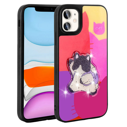 Apple iPhone 11 Kılıf Parlayan Kabartmalı İkonik Figürlü Zore Amas Silikon Kapak Mor