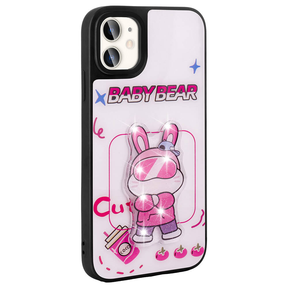 Apple iPhone 11 Kılıf Parlayan Kabartmalı İkonik Figürlü Zore Amas Silikon Kapak Siyah