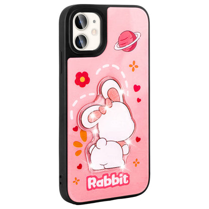 Apple iPhone 11 Kılıf Parlayan Kabartmalı İkonik Figürlü Zore Amas Silikon Kapak Siyah