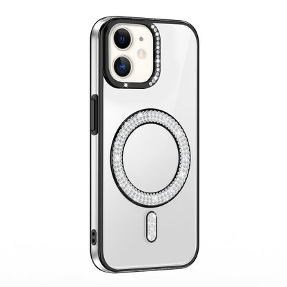 Apple iPhone 11 Kılıf Pırlanta Taş Tasarımlı M-safe Şarj Özellikli Zore Karetta Silikon Kapak