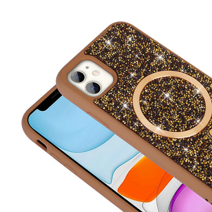 Apple iPhone 11 Kılıf Pırlanta Tasarımlı M-safe Şarj Özellikli Zore Mozaik Silikon Kapak Titanyum-Gri