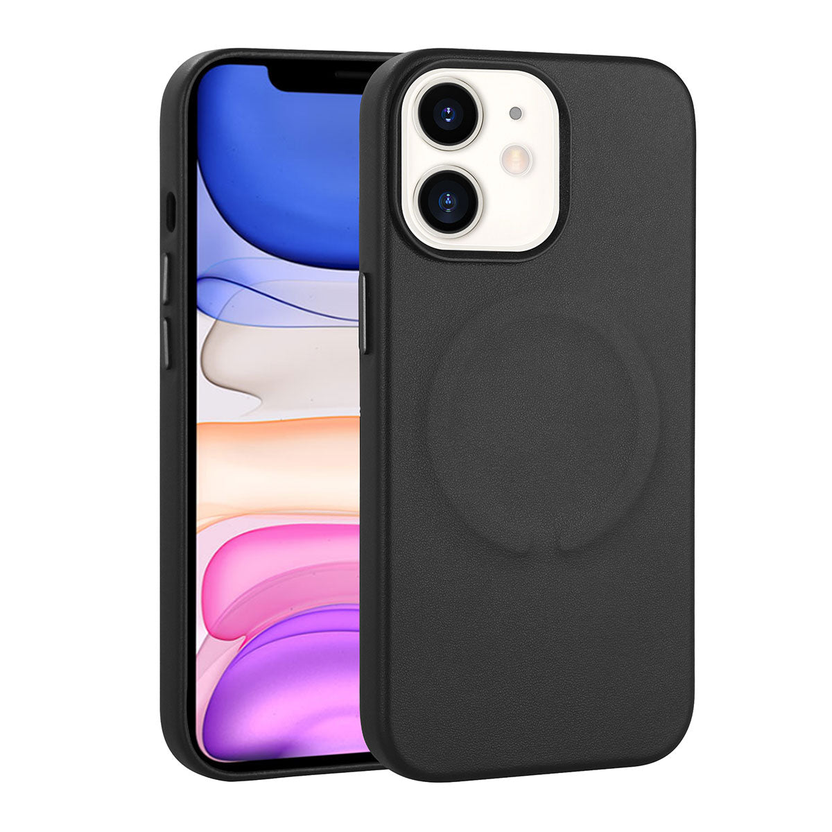 Apple iPhone 11 Kılıf PU Deri M-safe Wireless Şarj Özellikli Zore Derix Kapak Siyah