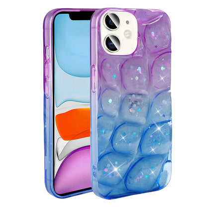 Apple iPhone 11 Kılıf Simli 3D Desenli Zore Hacar Kapak Pembe-Mavi