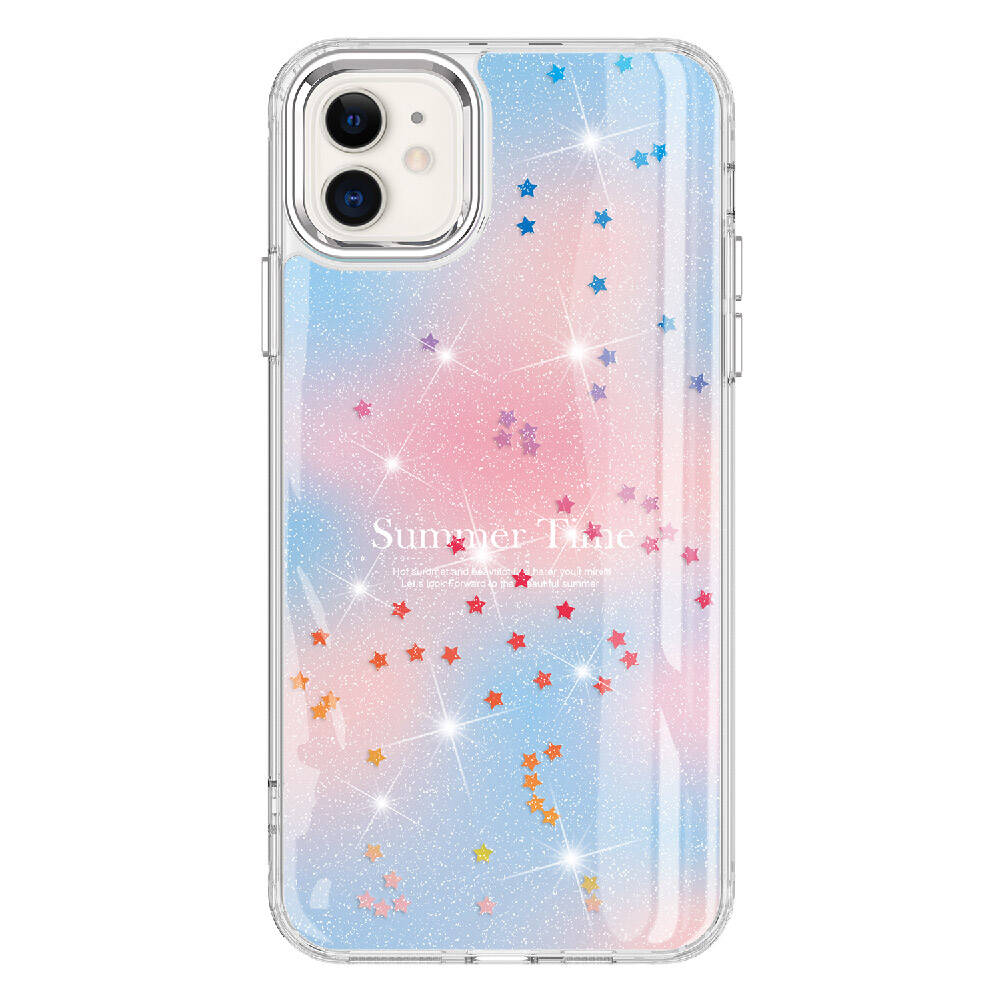 Apple iPhone 11 Kılıf Simli Desenli Parlak Zore Task Kapak Mavi