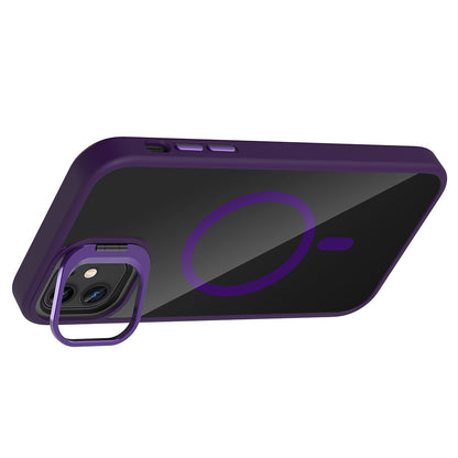 Apple iPhone 11 Kılıf Standlı ve Kamera Lens Hediyeli M-Safe Şarj Özellikli Zore Etro Kapak Pembe