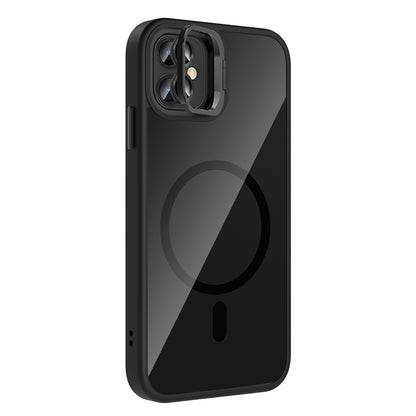 Apple iPhone 11 Kılıf Standlı ve Kamera Lens Hediyeli M-Safe Şarj Özellikli Zore Etro Kapak Desert Titanyum