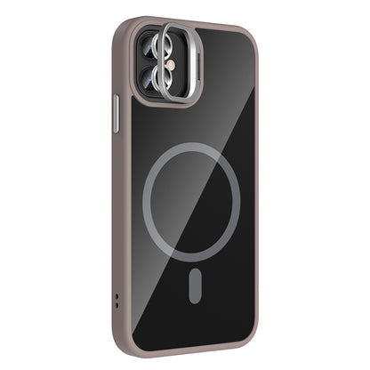 Apple iPhone 11 Kılıf Standlı ve Kamera Lens Hediyeli M-Safe Şarj Özellikli Zore Etro Kapak Siyah