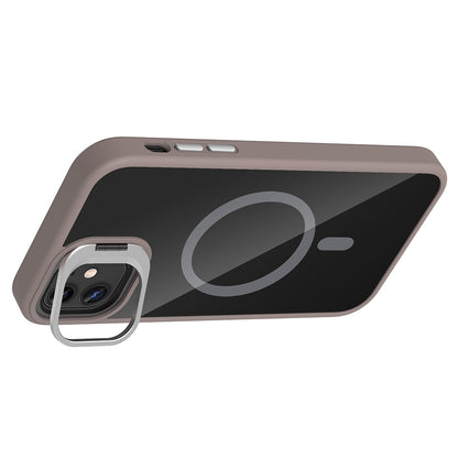 Apple iPhone 11 Kılıf Standlı ve Kamera Lens Hediyeli M-Safe Şarj Özellikli Zore Etro Kapak Lacivert