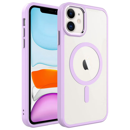 Apple iPhone 11 Kılıf Wireless Şarj Özellikli Zore Krom M-safe Silikon Kapak