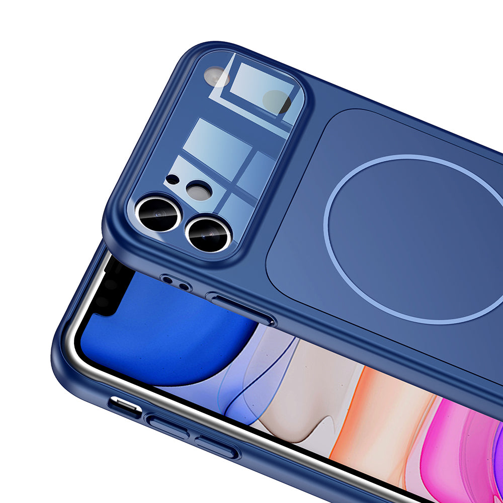 Apple iPhone 11 Kılıf Zore M-Safe Şarj Özellikli Kamera Korumalı Formen Kapak Mavi