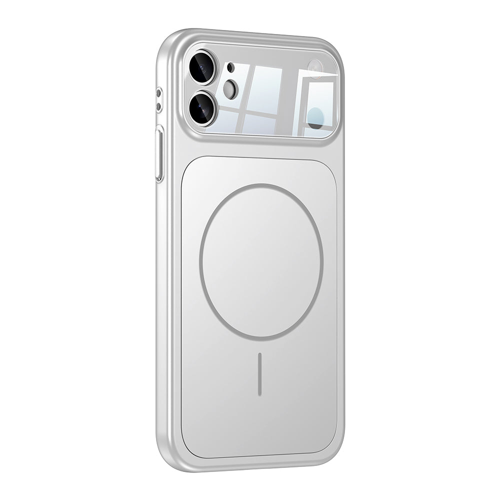 Apple iPhone 11 Kılıf Zore M-Safe Şarj Özellikli Kamera Korumalı Formen Kapak Gümüş