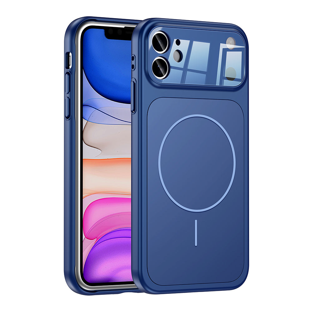 Apple iPhone 11 Kılıf Zore M-Safe Şarj Özellikli Kamera Korumalı Formen Kapak Mavi