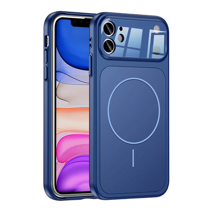 Apple iPhone 11 Kılıf Zore M-Safe Şarj Özellikli Kamera Korumalı Formen Kapak Mavi