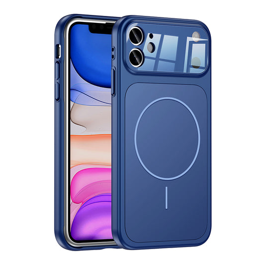 Apple iPhone 11 Kılıf Zore M-Safe Şarj Özellikli Kamera Korumalı Formen Kapak Mavi