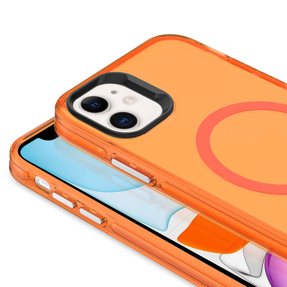 Apple iPhone 11 Kılıf Zore M-safe Şarj Özellikli Buzlu Transparan C-Pro Sert Kapak Lacivert