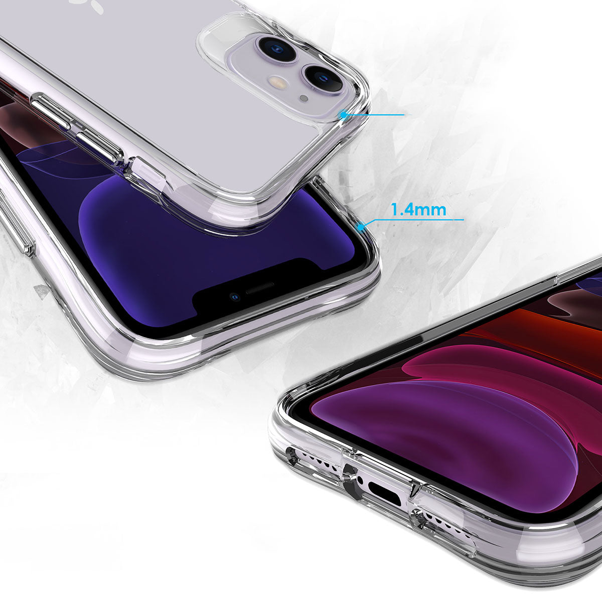 Apple iPhone 11 Kılıf Zore Şeffaf Ultra İnce Airbag Tasarımlı Okka Kapak Renksiz