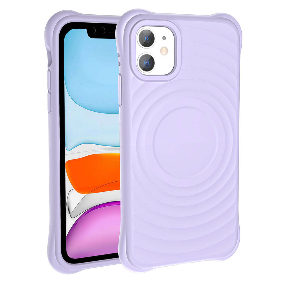 Apple iPhone 11 M-safe Şarj Özellikli Airbagli Mat Görünümlü Zore Hepi Kapak Pembe Açık