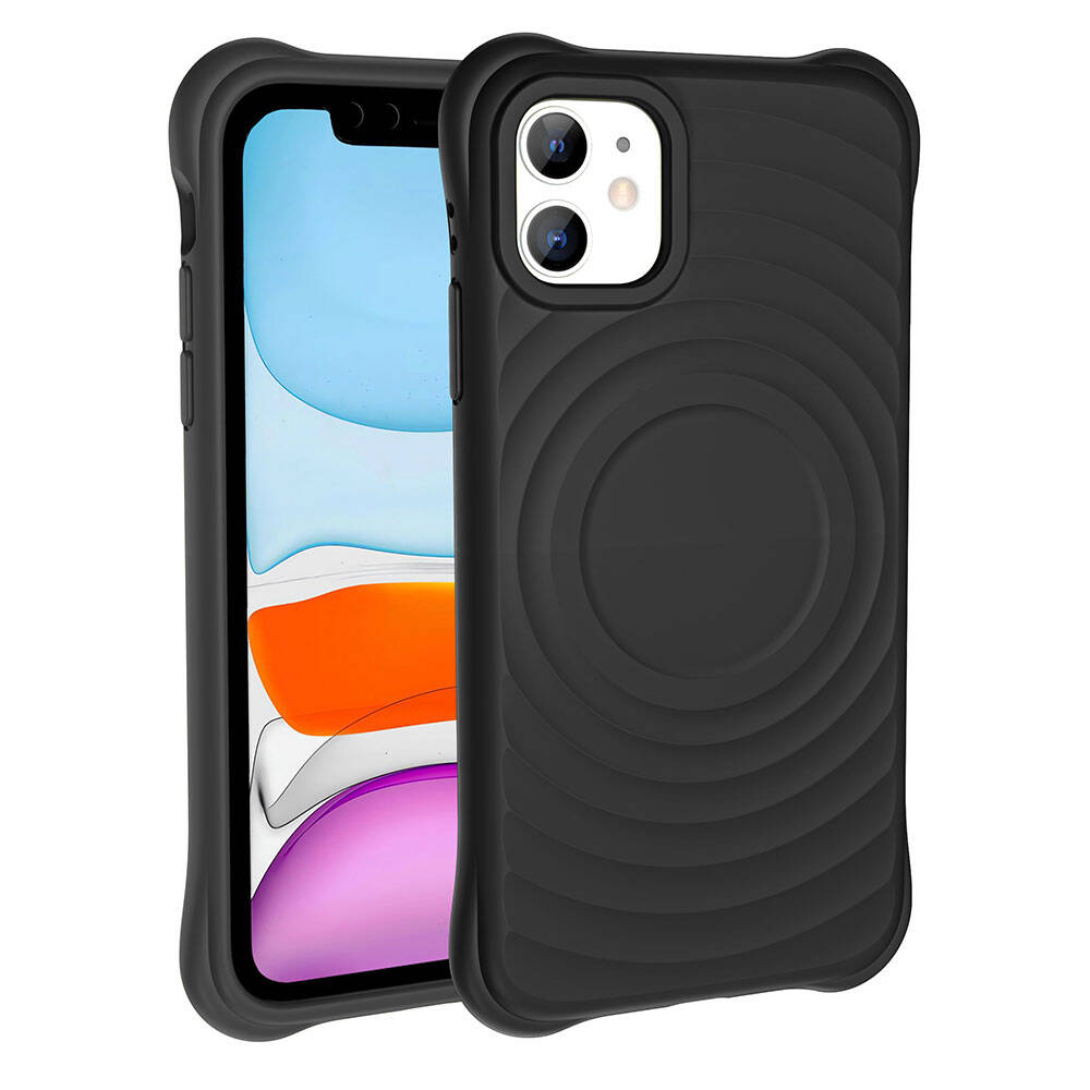 Apple iPhone 11 M-safe Şarj Özellikli Airbagli Mat Görünümlü Zore Hepi Kapak Gri