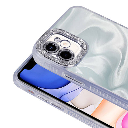 Apple iPhone 12 Kılıf Airbagli Parlak Taş Detay Tasarımlı Zore Esila Kapak Beyaz