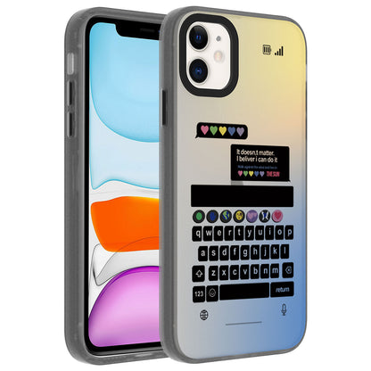 Apple iPhone 12 Kılıf Desenli Zore Dragon Sert Kapak Klavye