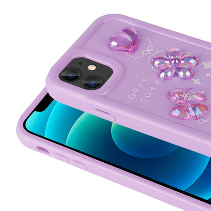 Apple iPhone 12 Kılıf Kabartma Figürlü Parlak Zore Toys Silikon Kapak Pembe