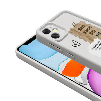 Apple iPhone 12 Kılıf Kamera Korumalı Baskılı Arka Yüzey Zore Klas Kapak Beyaz