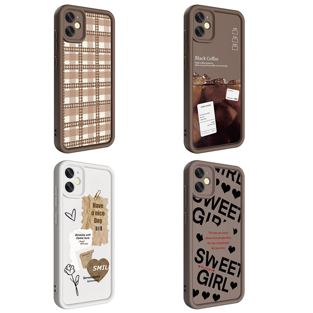 Apple iPhone 12 Kılıf Kamera Korumalı Baskılı Arka Yüzey Zore Klas Kapak Beyaz