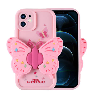 Apple iPhone 12 Kılıf Kamera Korumalı Figür Tasarımlı Zore Kapya Kapak Pembe Koyu