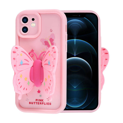 Apple iPhone 12 Kılıf Kamera Korumalı Figür Tasarımlı Zore Kapya Kapak Pembe Koyu