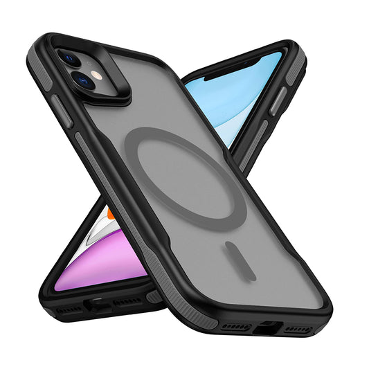 Apple iPhone 12 Kılıf M-safe Şarj Özellikli Renkli Kenar Airbag Şeritli Zore Lamer Kapak