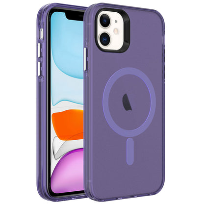 Apple iPhone 12 Kılıf Zore M-safe Şarj Özellikli Buzlu Transparan C-Pro Sert Kapak Renksiz