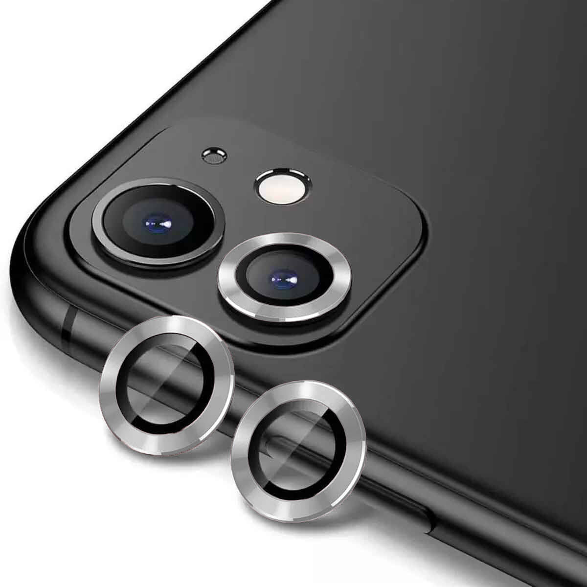 Apple iPhone 12 Mini Zore CL-12 Premium Safir Parmak İzi Bırakmayan Anti-Reflective Kamera Lens Koruyucu Gümüş