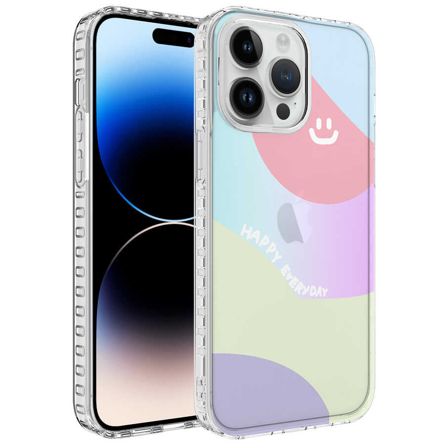 Apple iPhone 12 Pro Kılıf Airbag Kenarlı Renkli Desenli Silikon Zore Elegans Kapak