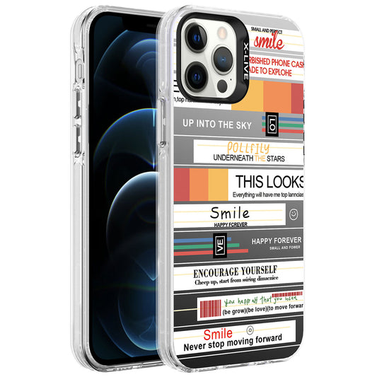 Apple iPhone 12 Pro Kılıf Desenli Zore Silver Sert Kapak Mottolar