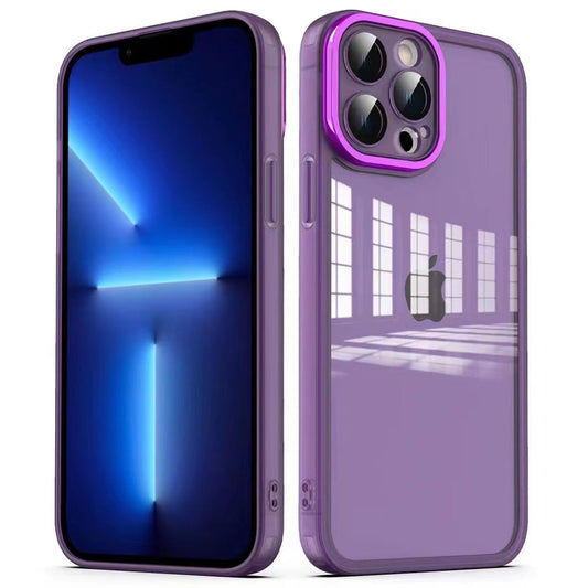 Apple iPhone 12 Pro Kılıf Kamera Korumalı Transparan Zore Post Kapak Derin Mor