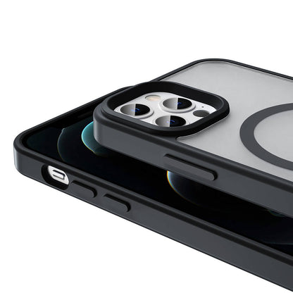 Apple iPhone 12 Pro Kılıf M-safe Şarj Özellikli Mat Arka Yüzey Zore Sio Kapak Gri