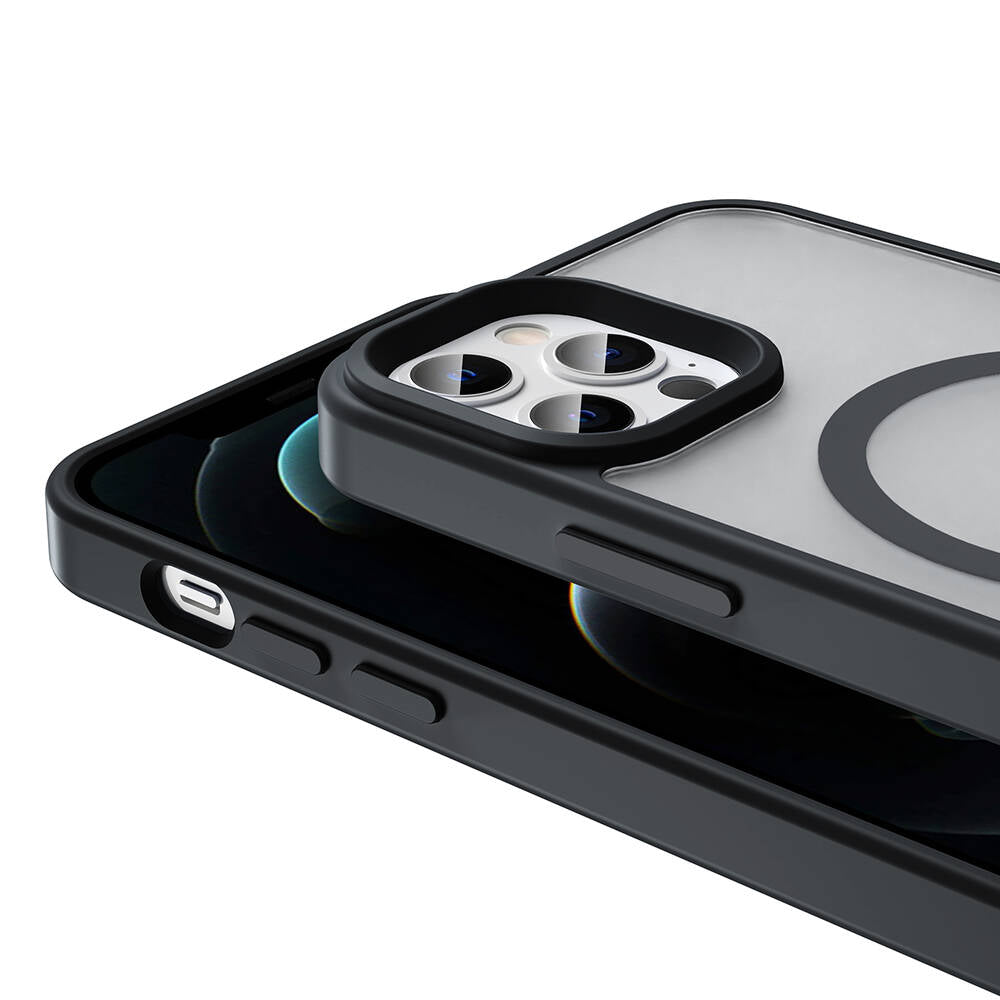 Apple iPhone 12 Pro Kılıf M-safe Şarj Özellikli Mat Arka Yüzey Zore Sio Kapak Derin Mor