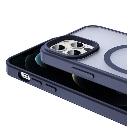 Apple iPhone 12 Pro Kılıf M-safe Şarj Özellikli Mat Arka Yüzey Zore Sio Kapak Koyu Yeşil