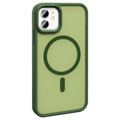 Apple iPhone 12 Pro Kılıf M-safe Şarj Özellikli Mat Arka Yüzey Zore Sio Kapak Koyu Yeşil