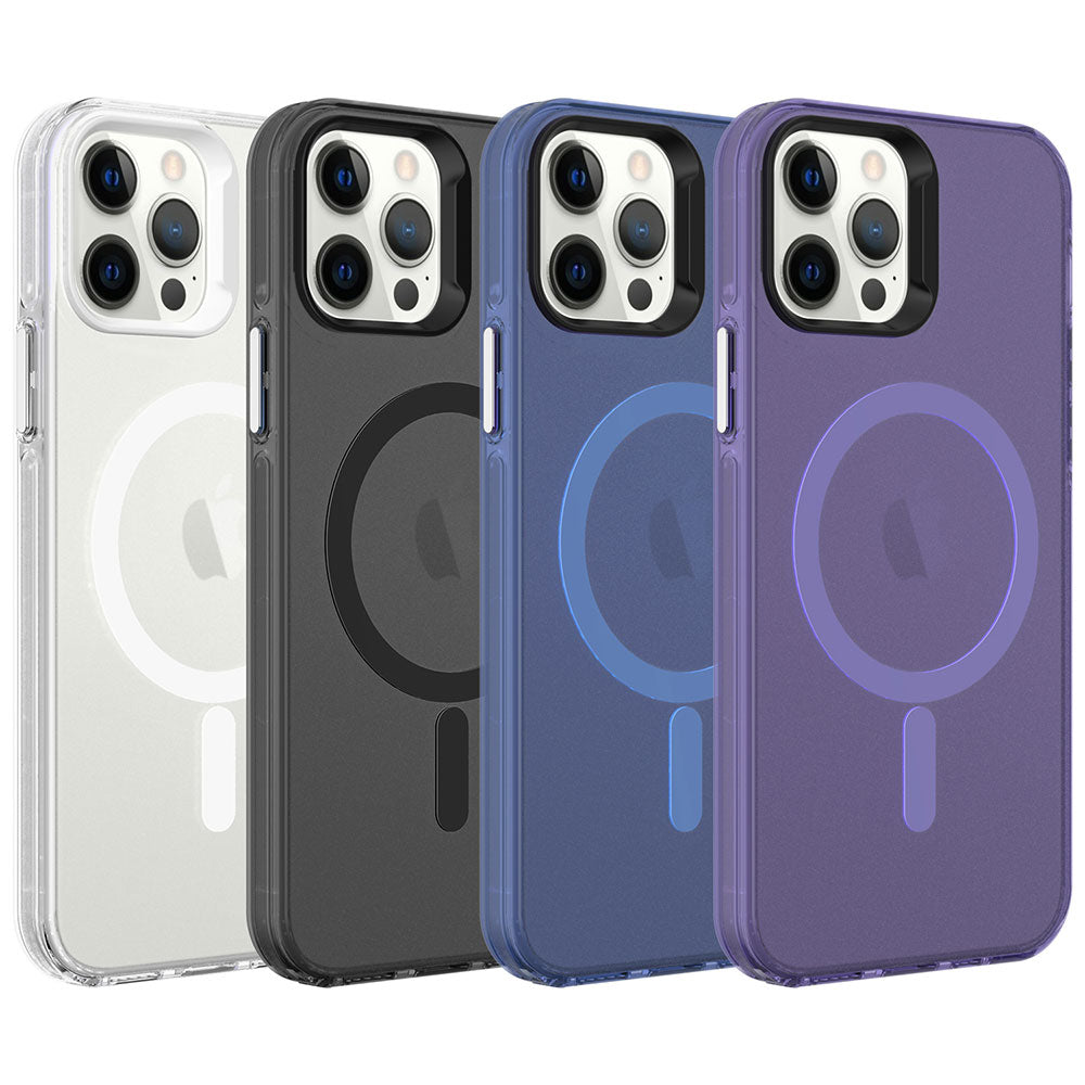 Apple iPhone 12 Pro Kılıf Zore M-safe Şarj Özellikli Buzlu Transparan C-Pro Sert Kapak Renksiz