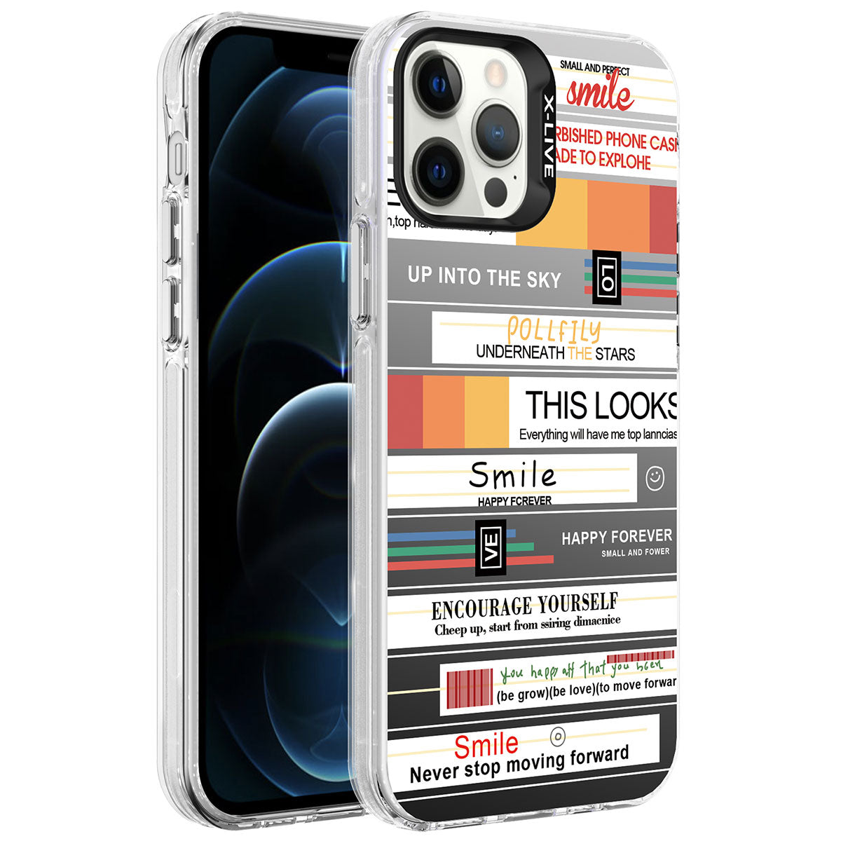 Apple iPhone 12 Pro Max Kılıf Desenli Zore Silver Sert Kapak Mottolar