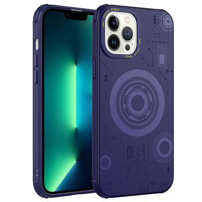 Apple iPhone 12 Pro Max Kılıf Zore Wireless Şarj Özellikli Desenli Hot Kapak Derin Mor