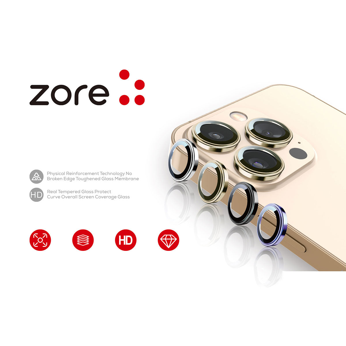 Apple iPhone 12 Pro Max Zore CL-12 Premium Safir Parmak İzi Bırakmayan Anti-Reflective Kamera Lens Koruyucu Mavi