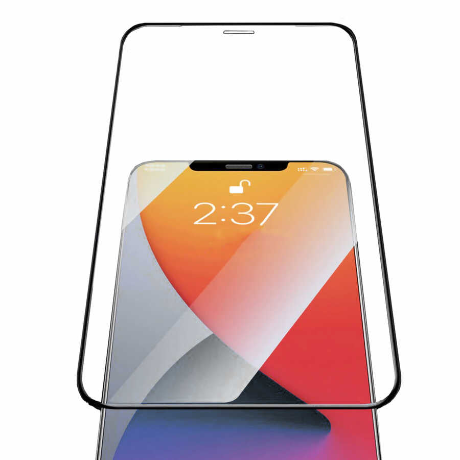 Apple iPhone 12 Pro Zore Rika Premium Temperli Cam Ekran Koruyucu Siyah