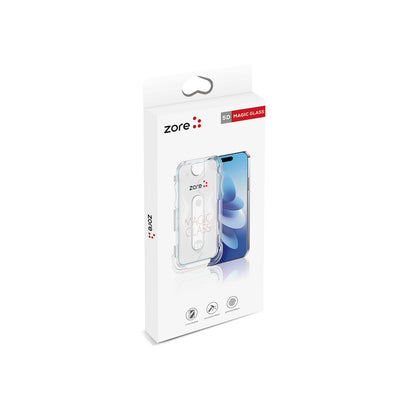 Apple iPhone 12 Zore Kolay Uygulama Aparatlı 5D Magic Glass Cam Ekran Koruyucu Siyah